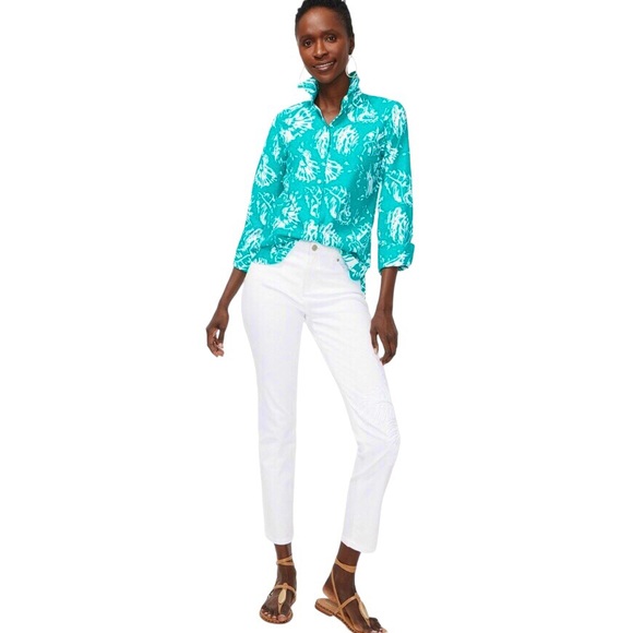 Chico’s No Iron Coastal Treasure 3/4 Sleeve Tropical Jade Shirt Size 2.5 / L NEW - Picture 5 of 11